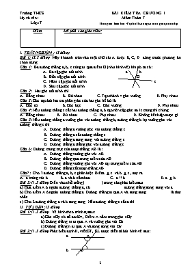 Bài kiểm tra chương 1 Môn Toán 7 (Hình học)